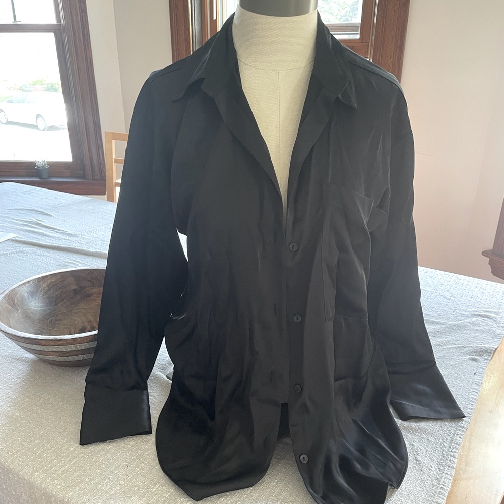 Abercrombie satin oversized button down shirt